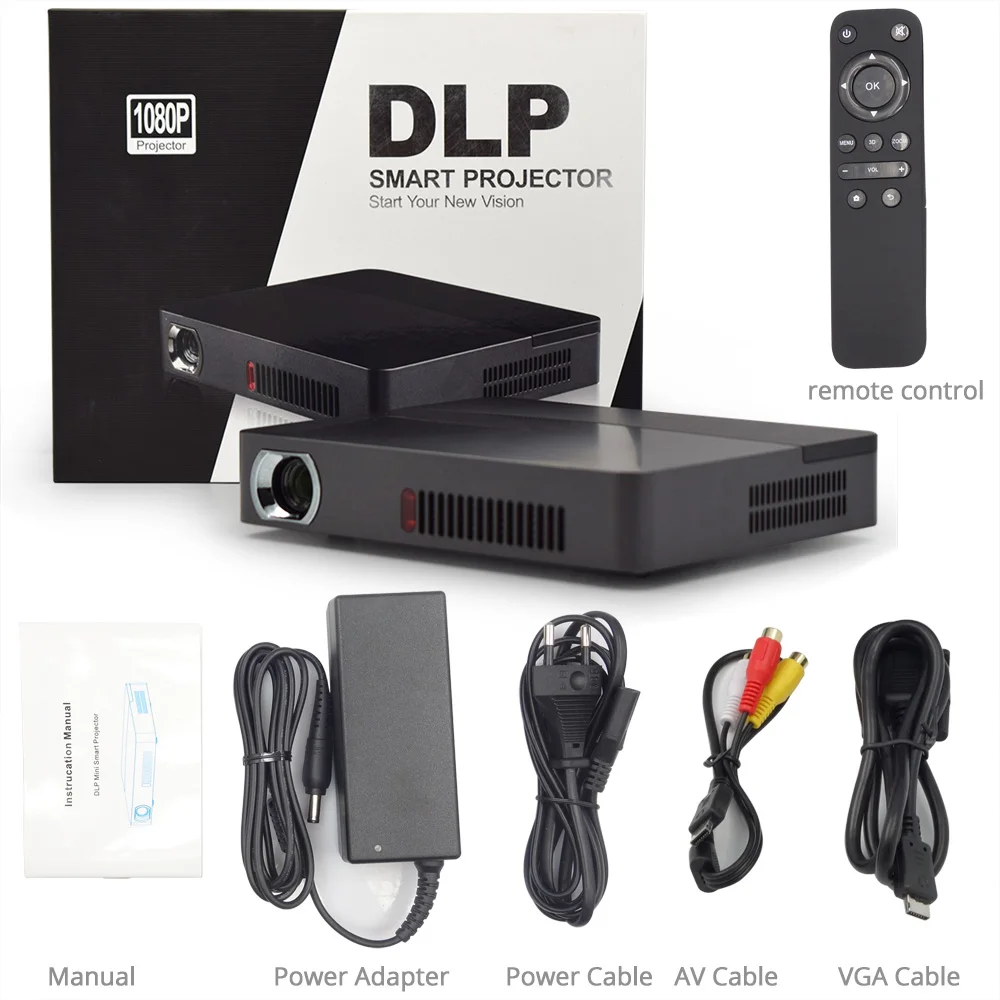 Rigal DLP проектор RD601 Full HD Android WIFI 10000 мАч батарея карманный видео светодиодный мини