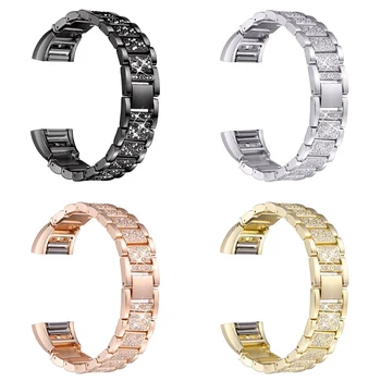 

Stainlees Steep Soild Wristband Strap for Fitbit Charge 2 Smart Watch Rhinestones Wrist Bracelet Strap for Fitbit Charge2