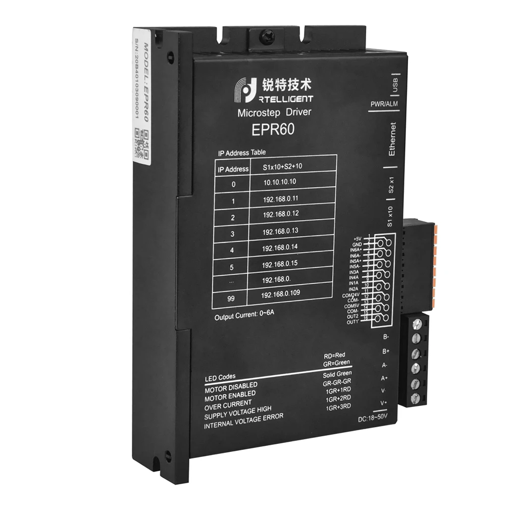 Rtelligent Nema 23 24 Драйвер шагового двигателя Ethernet Fieldbus EP серия принимает протокол MODBUS/TCP совместимый с 10 м/100 бит/с