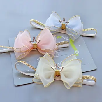 

Baby Girls Lace Bowknot Elastic Headband Cute Lace Flower Crown Hat Hairband Kids Sweet Candy Color Birthday Hair Accessories