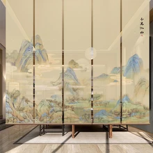 Китайский пейзаж подвесной экран подъемная занавеска мягкий экран с разделением занавес чайная комната занавеска «москитная сетка»