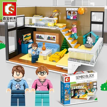 

601501 Sembo Blocks Moc Home Corner Building Bricks Living Room juguetes Model Bed room Toys For children Kids Christmas Gifts