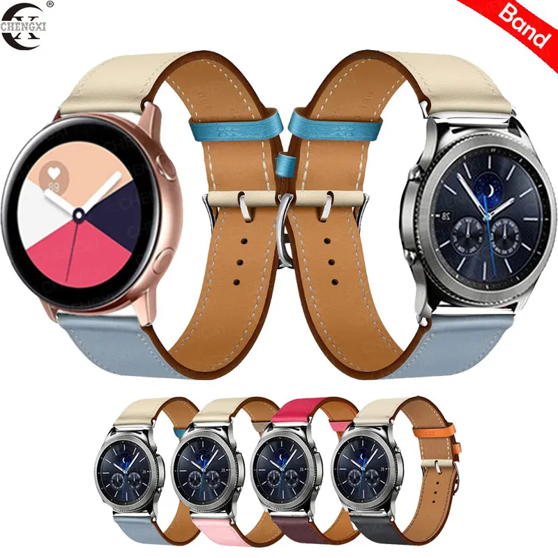 Ремешок для часов Samsung Gear S2 S3 Classic Frontier Galaxy кожаный ремешок 22 мм 20 Huawei GT 2 42 46 Huami Amazfit