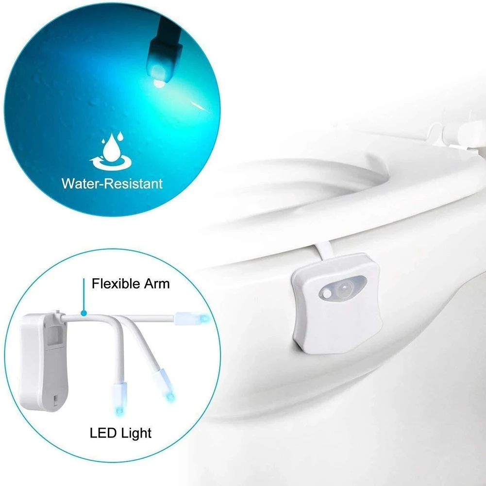 Smart PIR Motion Sensor Toilet Seat Night Light 8 Colors Waterproof  Backlight Sa