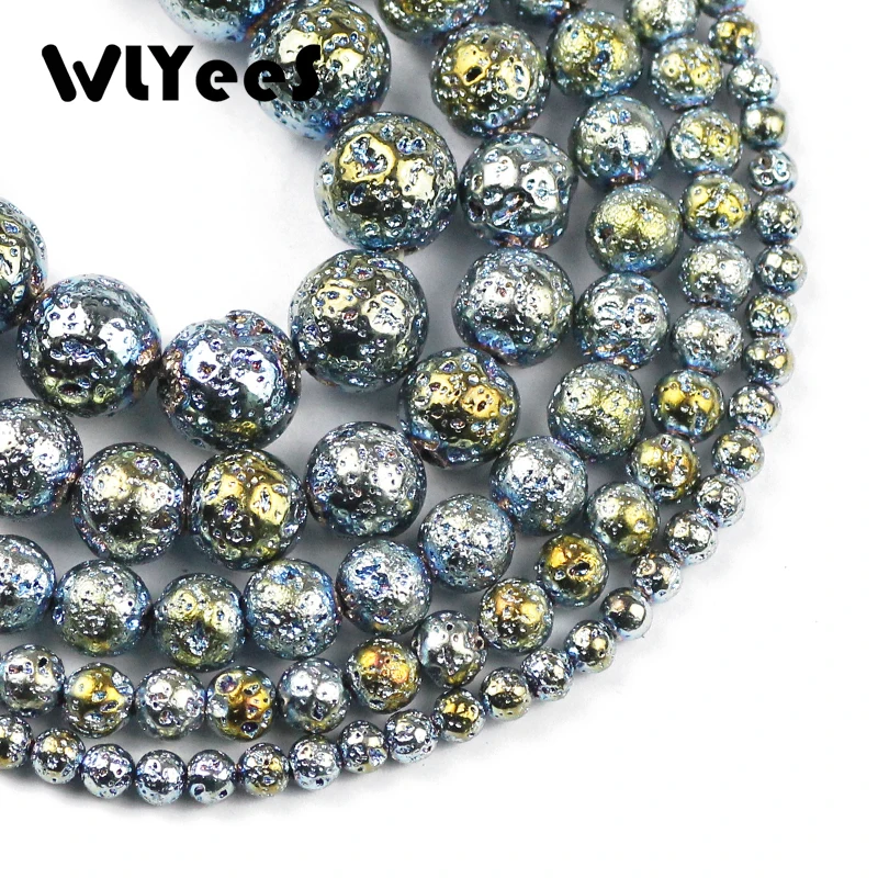 WLYeeS бусины из натурального камня Новые Зеленые Бусины лавы 4 6 8 10 12 мм круглый шар