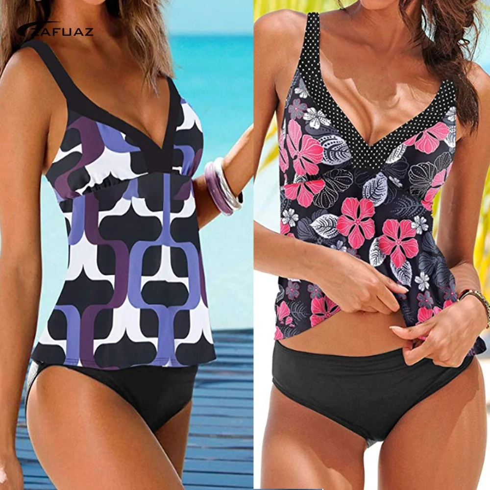 

New Swimsuit Set Plus Size Women Swimwear 2020 Sexy Tankini Swimsuit Dots Ruched Tummy Control Bathing Suit Bikini Beach XXXL