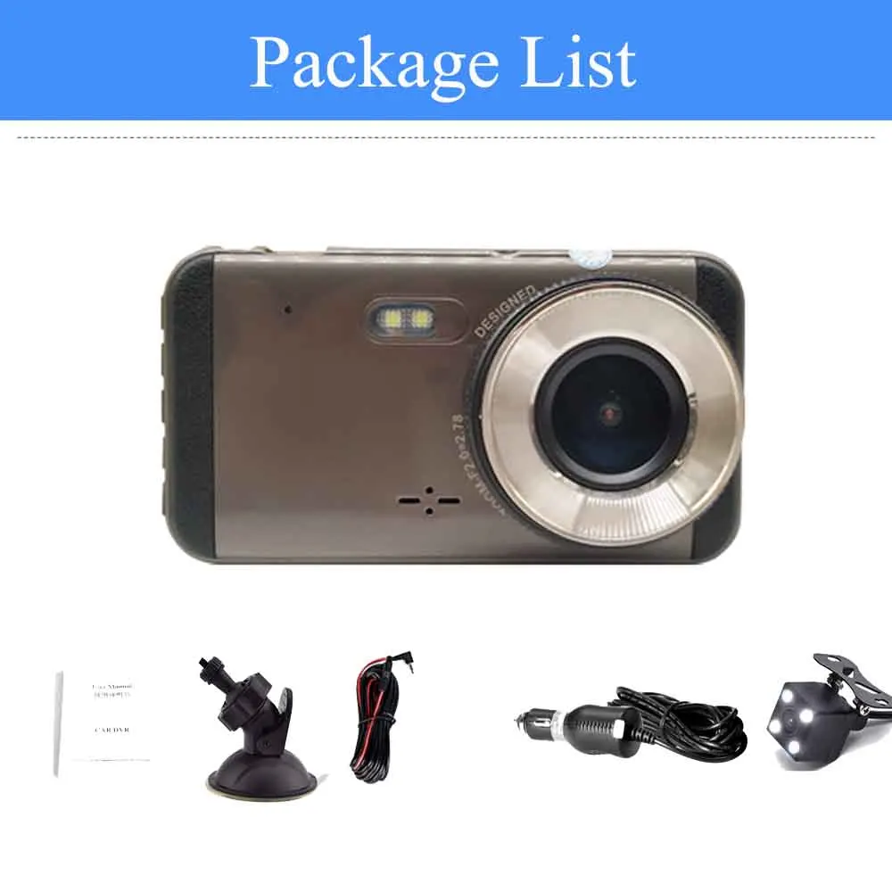 dual lens 4," ips Full HD 1080P видео цифровой видеорегистратор для автомобиля камера двойной объектив Авто регистратор с ночным видением автомобильная видеокамера цифровые видеорегистраторы - Название цвета: dual lens