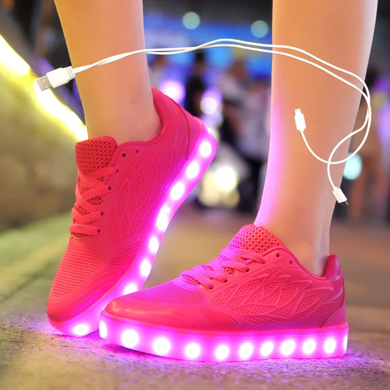 Size 35 40 Usb Chargering Led Shoes For Kids Adults Light Up Sneakers For Boys Girls Men Women Glowing Party Shoes Sneakers
