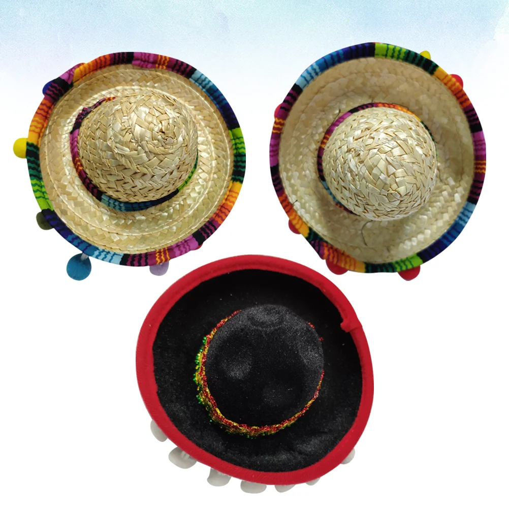 3pcs Mexican Hat Hair Hoops Mini 