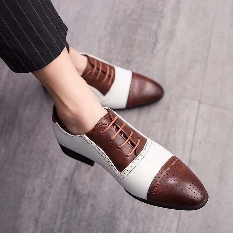 Merkmak/деловые кожаные туфли в британском стиле; модные свадебные туфли с острым носком; дышащая обувь с перфорацией типа «броги»; большие размеры