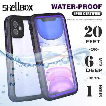 

SHELLBOX IP68 Waterproof Case for iPhone 11 Pro Max Cover Transparent Shockproof Dustproof Phone Cases for X XR XS Max Coque
