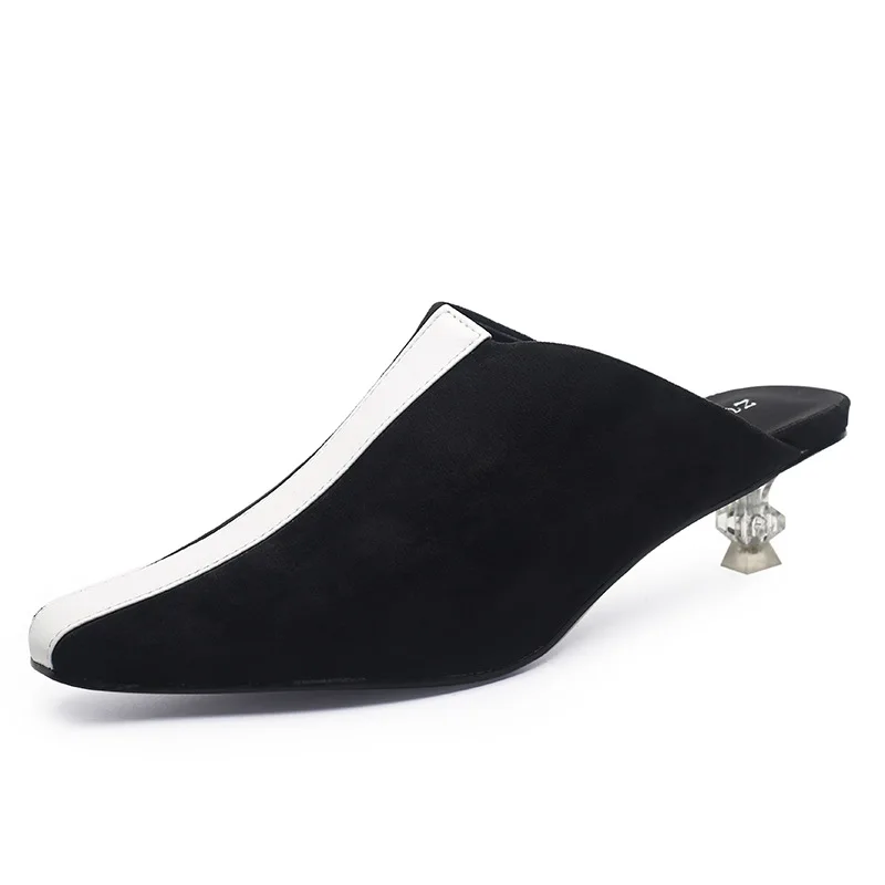 

6619-1 Low Heel WOMEN'S Shoes 2019 New Style Spring shui jing gen Versatile Fashion Slippers Low-Cut Online Celebrity Spring