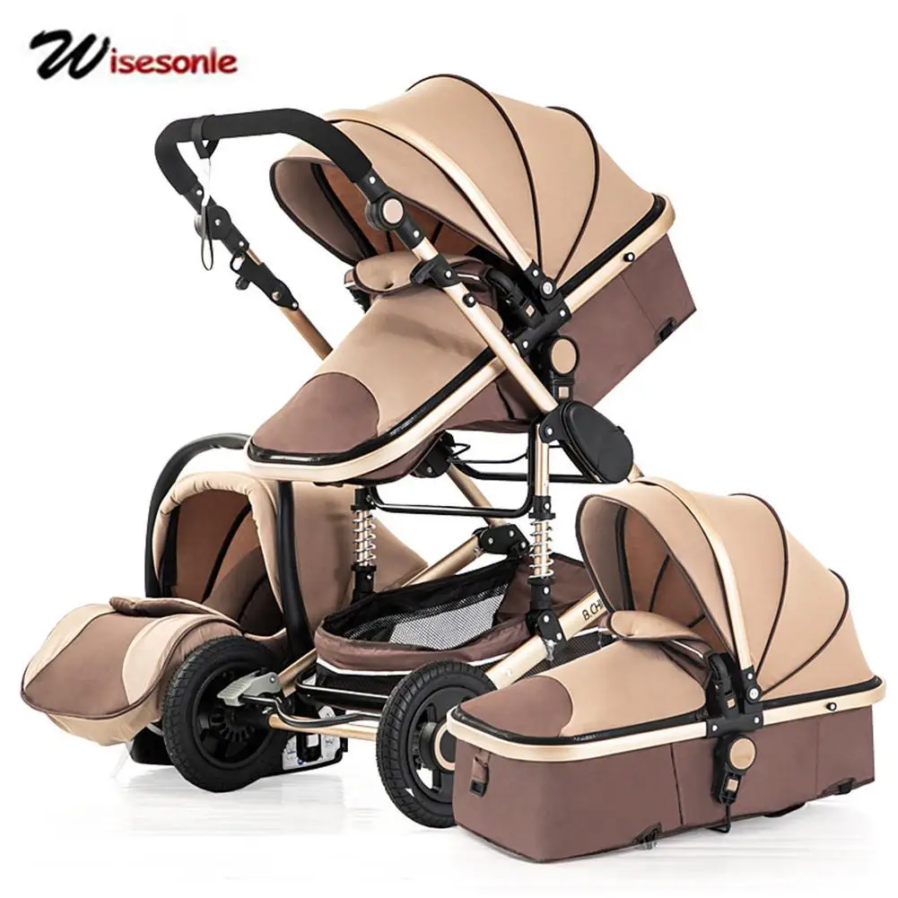 

4 in 1 Baby Stroller Multi-Function 4 Round Shockproof Foldable Neonatal Trolley High Landscape Baby Stroller Newborn Stroller