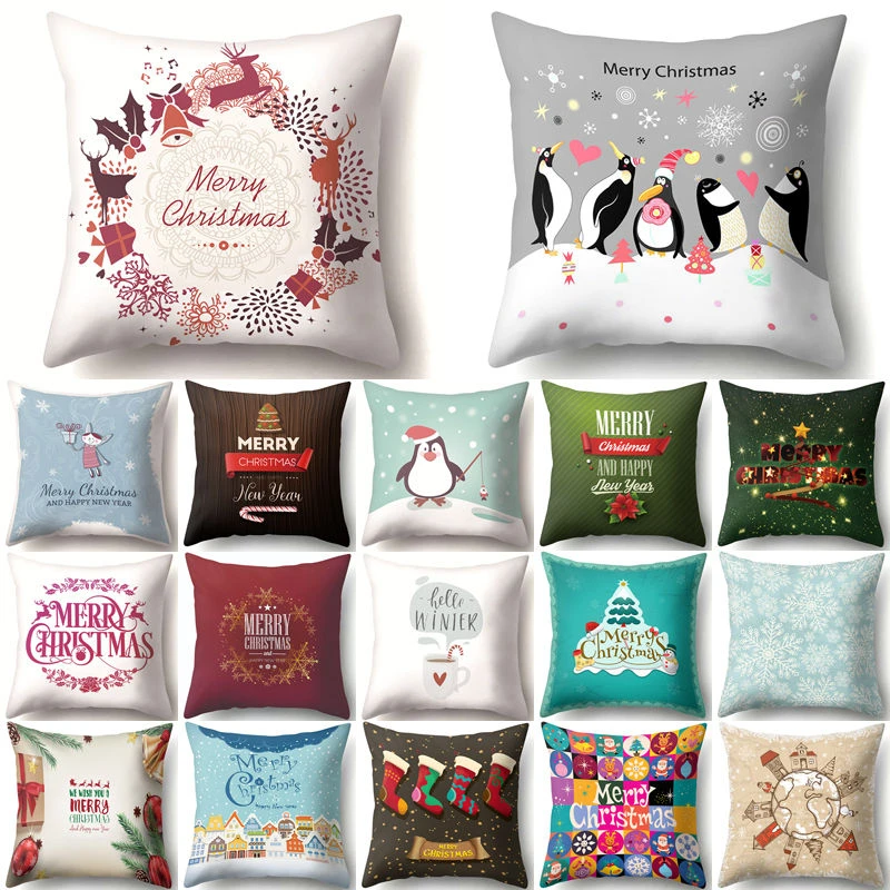 

Christmas Cushion Cover Decorative Throw Pillow Polyester Snowflake Pillowcase New Year Xmas Decor Home Bedroom Decoration 40543