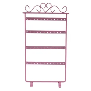 

Hot 48 Hole Earrings Ear Studs Display Rack Metal Jewelry Holder Stand Organizer Showcase Pink 295x160mm For Retail Environment