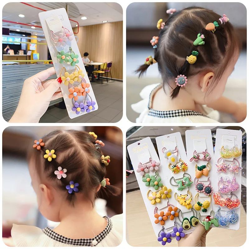10 unids/set peluquería Linda banda bebé chica banda elástica de goma para el pelo de dibujos animados sombrero diadema bebé Scrunchie accesorios para el cabello