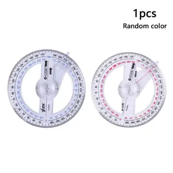 

1piece Portable Full Round Plastic 360 Degree With Angle Finder Office Pointer Ruler Supplies Random Color Protractor Stati B2A8