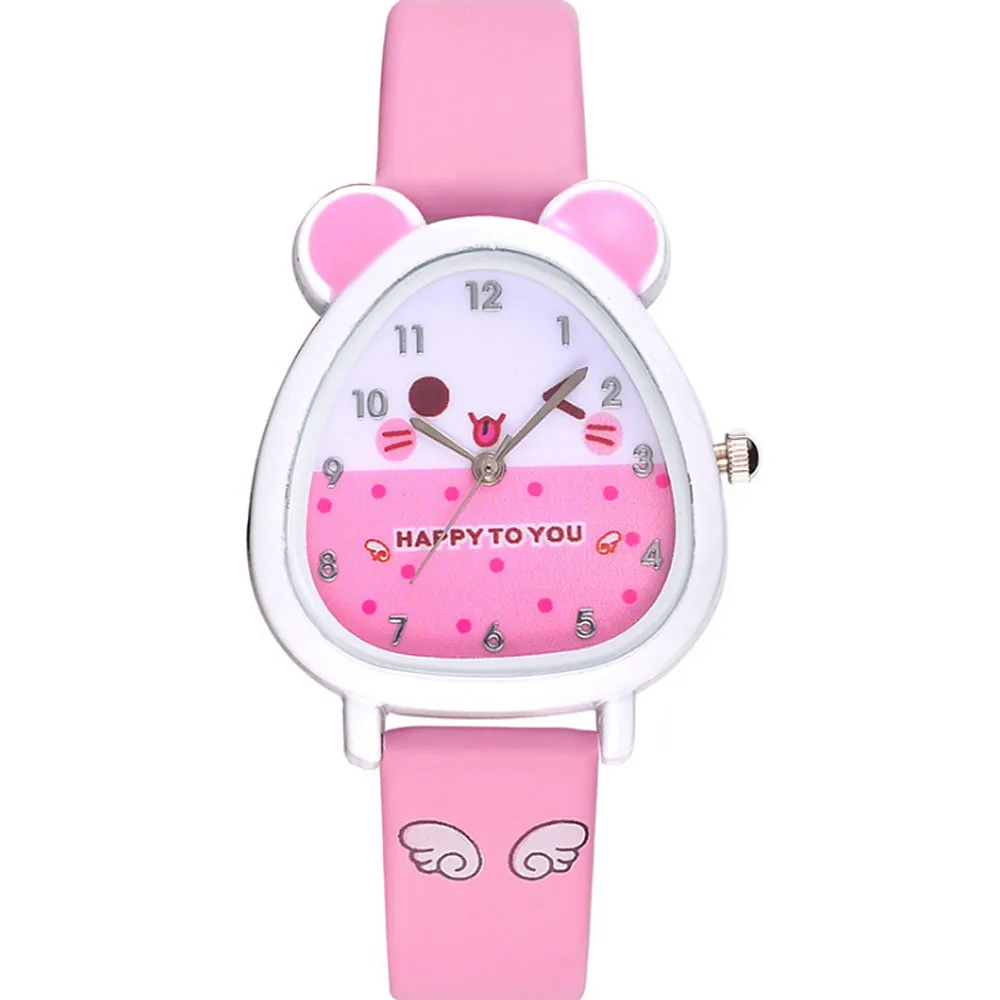 Модный Чудесный дизайн в виде животного для мальчиков и девочек Детские кварцевые часы подарок на день рождения небесно-голубой розовый Детские часы