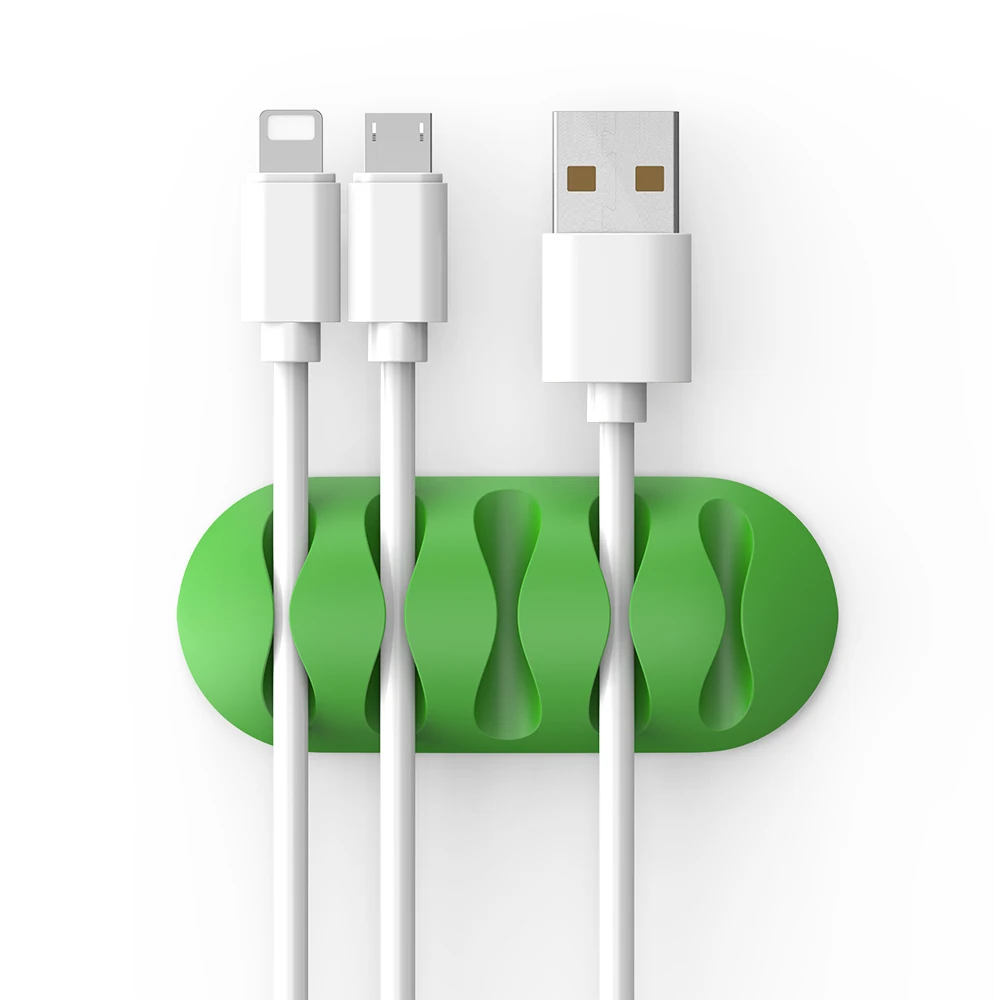 FLOVEME органайзер для кабеля, силиконовый usb-кабель, устройство для сматывания гибких кабелей, зажимы, держатель кабеля для мыши, наушников, наушников - Цвет: Green