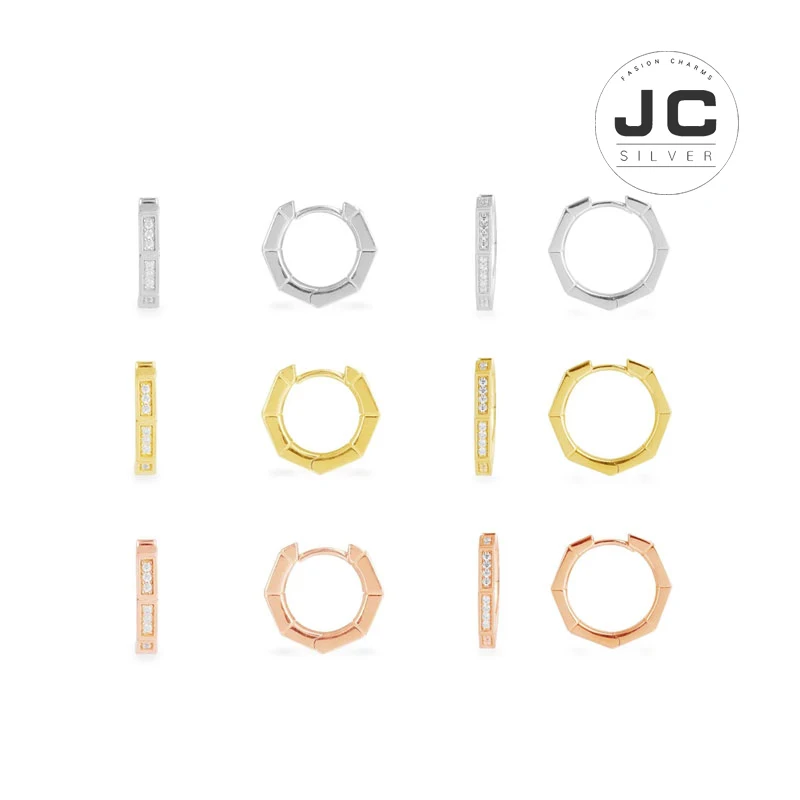 

New Fashion Charms Silver 925 Original Engraving,Small Octagonal Hoop Glamour Earrings,Earring For Women Glamour Jewelry Gift