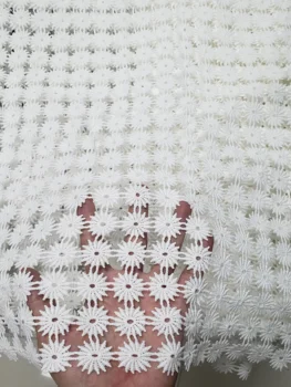

wholesale latest African Cord Lace Fabric super Quality guipure lace fabric For Evening Dresses In Pure white 3yds/pcs