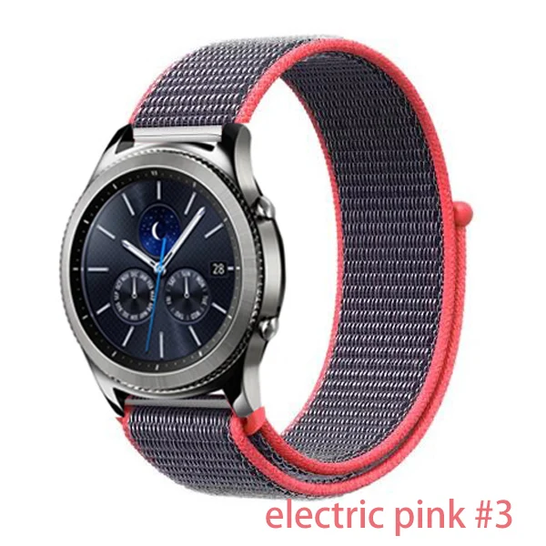 electric pink 3 Gear S3 для samsung galaxy watch 46 мм 42 мм gear sport S2 нейлон xiaomi amazfit bip 47 мм huawei watch gt ремешок 20 22 мм ремешок для часов - Цвет ремешка: electric pink 3