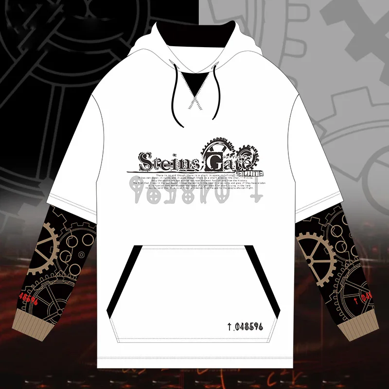 Бежевый Аниме Steins; Gate Косплей светящаяся Лоскутная Толстовка с капюшоном на молнии унисекс осенне-зимняя одежда студенческое пальто - Цвет: Бежевый