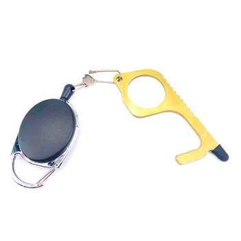 

2Portable No Touch Door Opener Contactless Safety Door Assistant Elevator Protection Brass Keychain And Door Opener Handle Tool