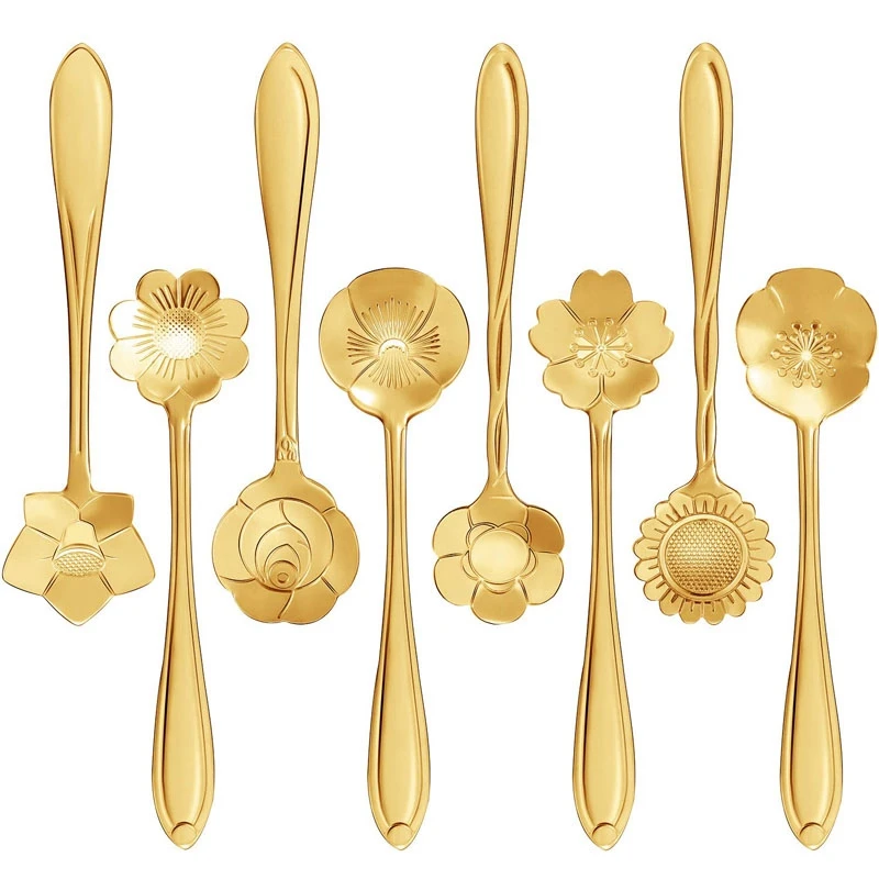 

Stainless Steel Flower Coffee Spoon Dessert Spoon Sugar Spoon Ice Cream Spoon Stirring Spoon Tea Spoon Milkshake Spoon Set for T