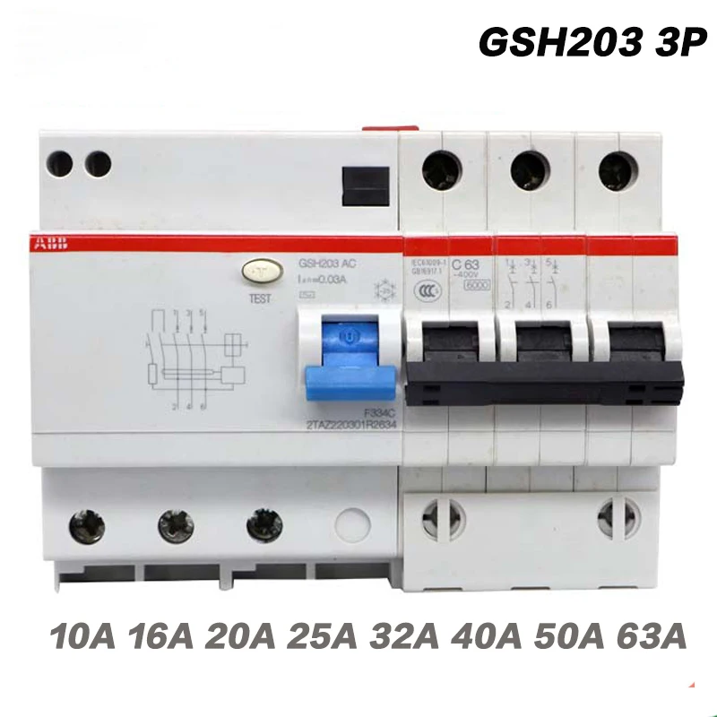 ABB Electric GSH203 3P AC-C 40A 63a 30mA мини-выключатель цепи утечки воздуха защитный