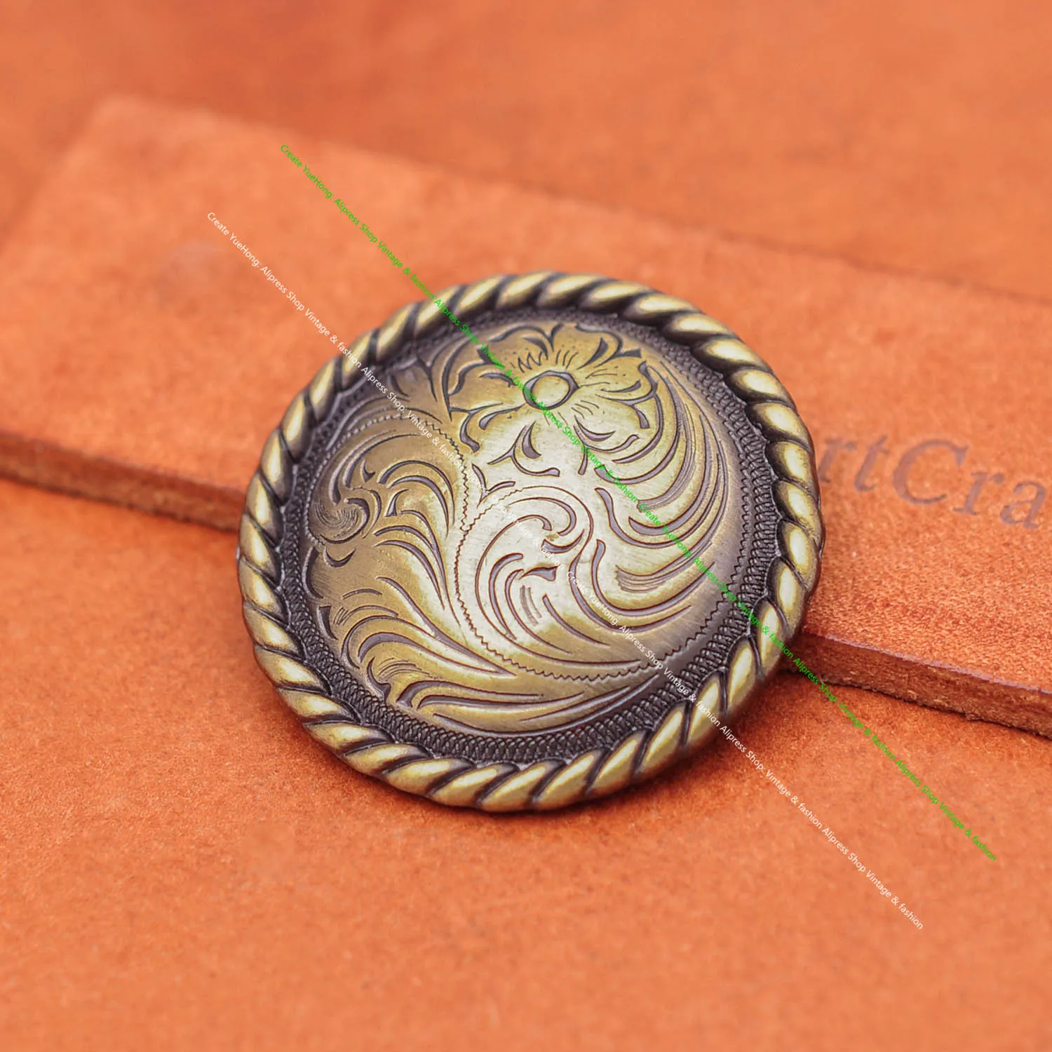 6 Stück 37 mm silberne westliche Blume, geschnitzter Pferdesattel, Kopfstall, Zaumzeug, Conchos-Verschluss mit langem Schraubverschluss – Detail 11