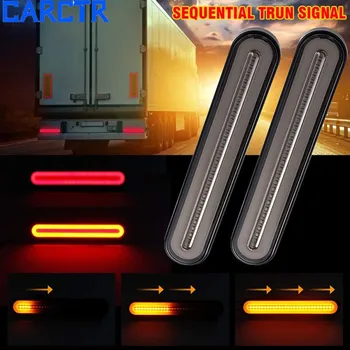 

CARCTR 2 Pcs Automobile Truck Van Lorry 100 LED Brake Light LED RV Trailer Stop Flowing Turn Signal Brake Rear Tail Light 12-24V