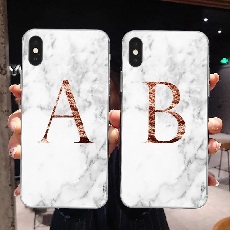 Stratford on Avon Honger Woordvoerder Brief Monogram Abcd Wit Marmer Zachte Tpu Telefoon Case Voor Iphone 5 S 5  Se 6 6 S Plus 7 7Plus 8 8Plus Xs Max Xr|Telefoonbumper| - AliExpress