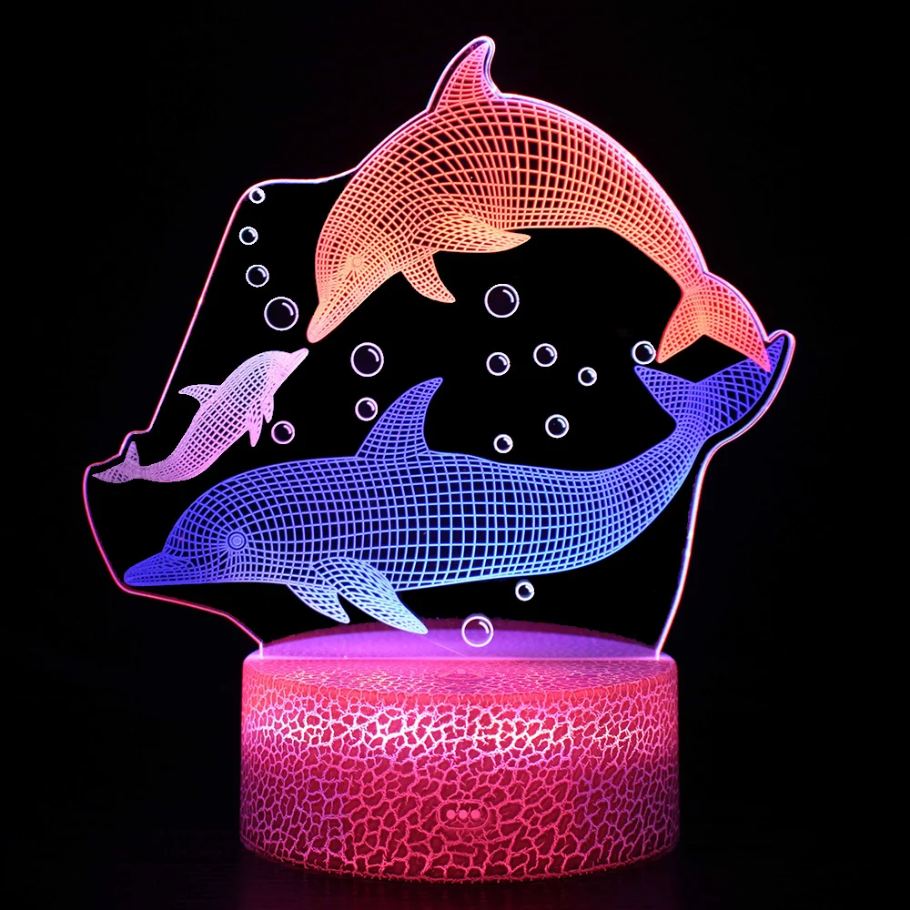 3D Dolphin Mermaid Table Lamp Colourful LED Lights For Home Room Decor Touch Remote Control Timing Night Lights Holiday Gift night stand lamps Night Lights