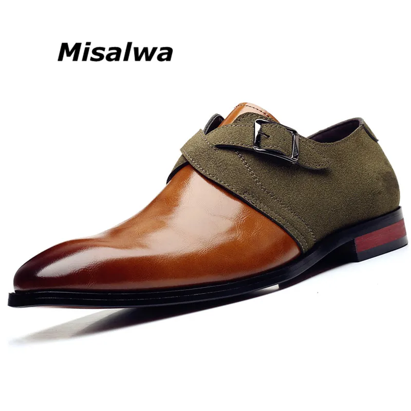 

Misalwa Big Size Patchwork Italian Men's Office Dress Shoes Ceremonial Men Job Interview Spring Fall PU Leather Formal Shoes