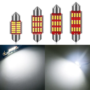 

100PCS 6000K C5W C10W Festoon 4014 12SMD 31/36/39/41mm Auto LED Car Bulb Reading Dome Interior License Plate Parking Light 12V
