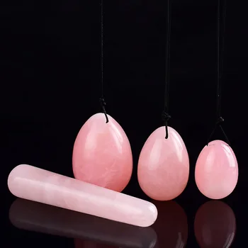 

4pcs/set Pelvic Muscles Floor Yoni Tool Mineral Eggs For Kegel Exercise Crystal Natural Relax Drilled Rose Quartz Massage Jade