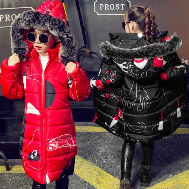 Olekid/ г. Детское зимнее пальто для девочек утепленная длинная парка для девочек, От 4 до 13 лет Подростковые куртки детская верхняя одежда зимний костюм