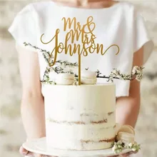 Персонализированные фамилия свадебный торт прекрасное зеркало золотистый акриловый индивидуальные Ваше имя на заказ Mr& Mrs торт Топпер для свадьбы