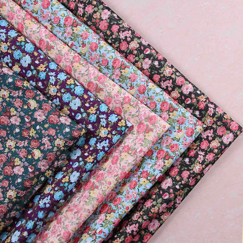 В винтажном стиле; с цветочным узором в виде роз ткань дешевая ткань Пич-скин для шторы, домашний текстиль тонкая джинсовая ткань Швейные материал W40