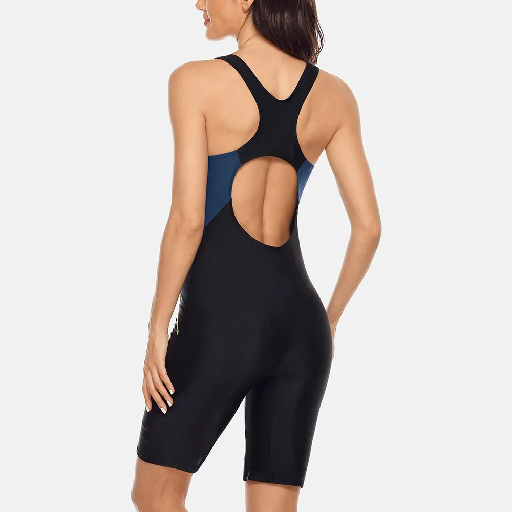 Women&lsquo;s One Piece Pro Sports Swimwear Athlete Sports Swimsuit Boyleg Beach Wear Colorblock Racerback Bathing Suits women sport swimsuits
