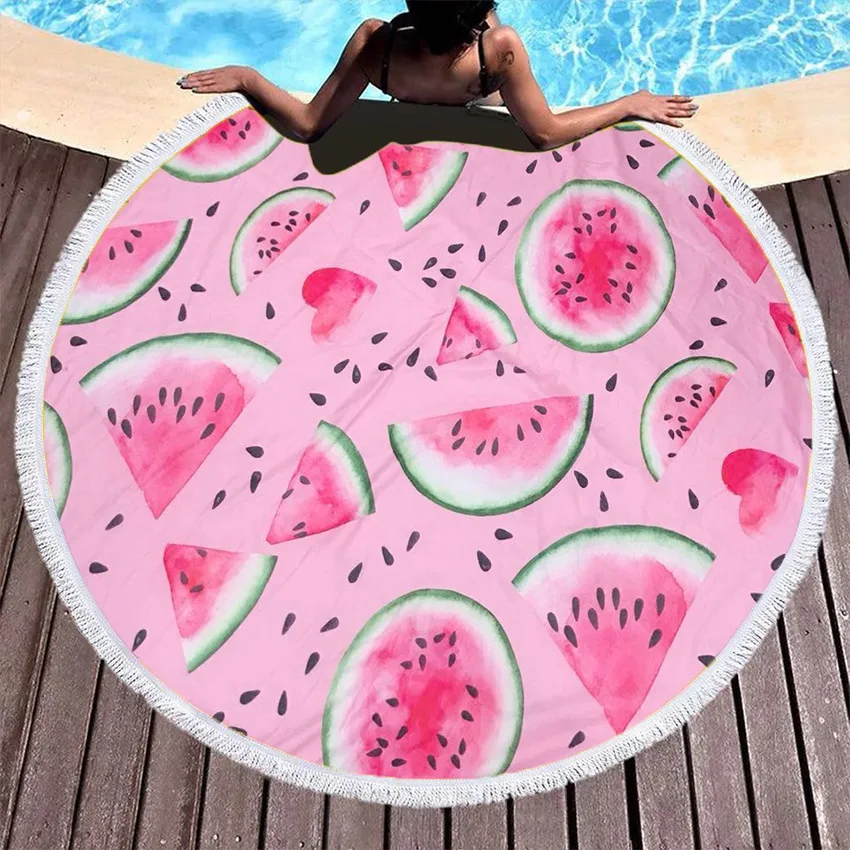 

Digital Printing Round Cushion Watermelon Series Pattern Beach Mat Superfine Fibre Material Towel
