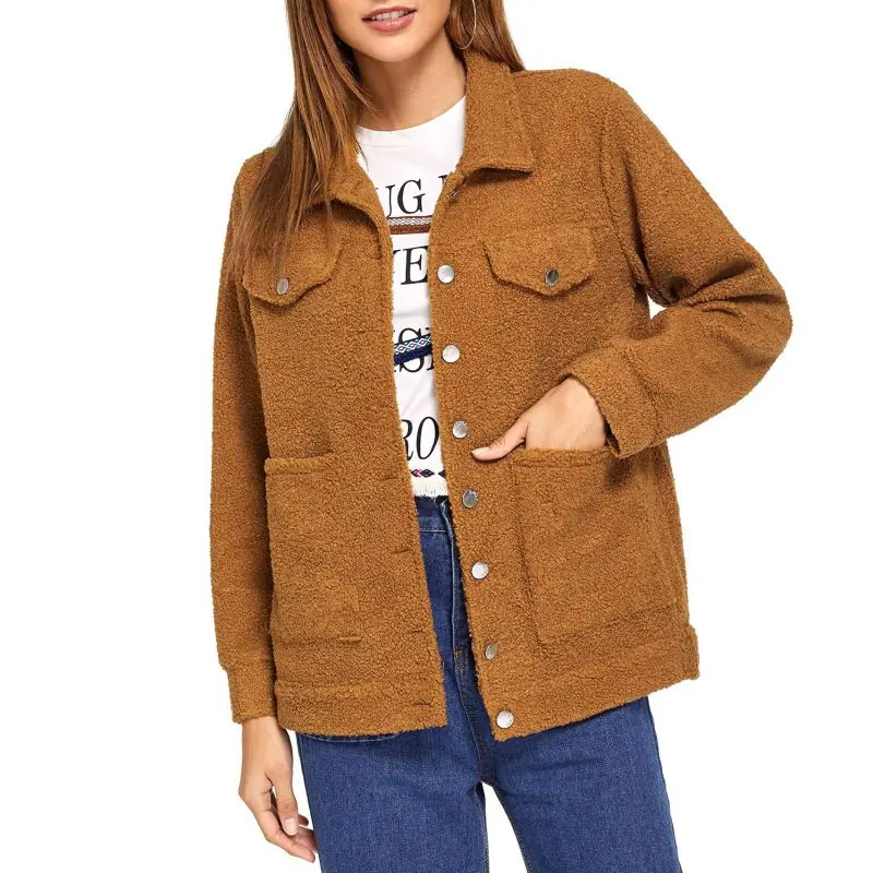 

Winter Warm Soft Cashmere Wool Coat Women Jackets Turn-down Collar Loose Casual Solid Color Female Coats Streetwear Clothing