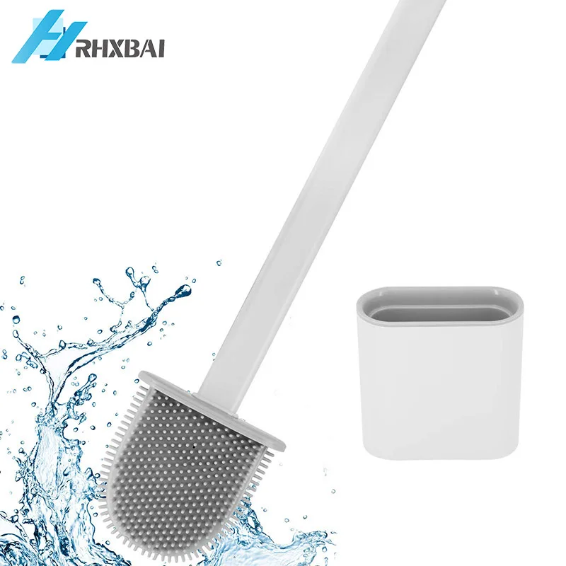 Cerdas de silicona para inodoro, cepillo y soporte para almacenamiento y organización de baño, Kit de limpieza compacto para colgar en la pared, accesorios para WC