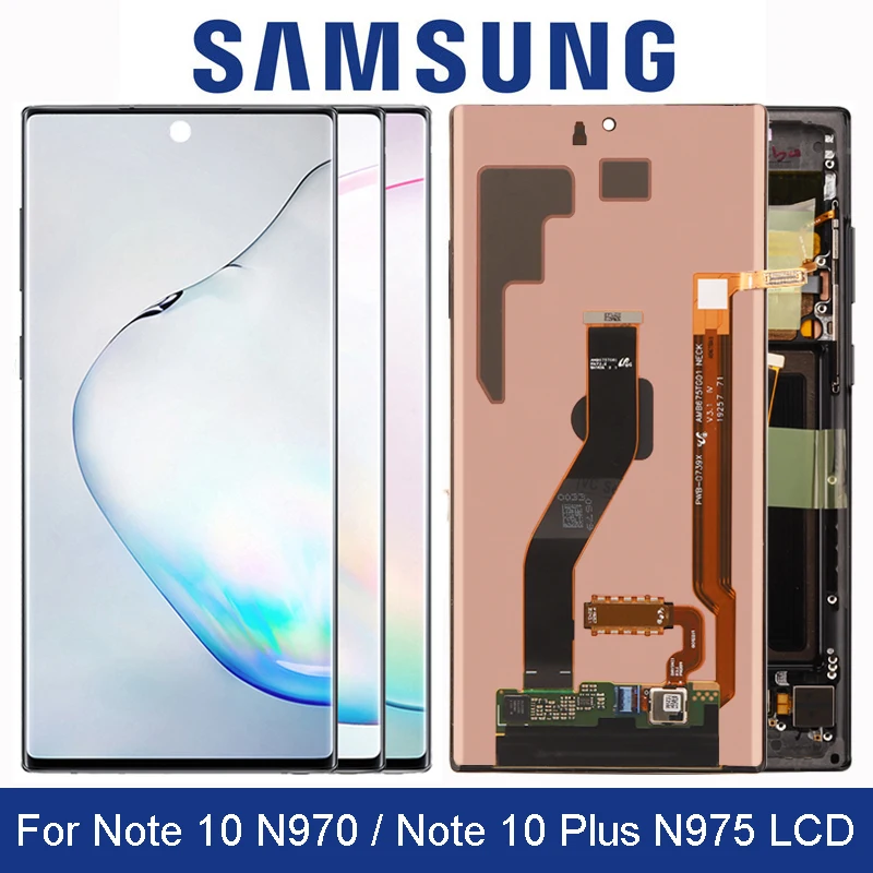 Оригинальный ЖК-дисплей для SAMSUNG Galaxy Note 10 N970F N9700 с рамкой дисплей сенсорный экран