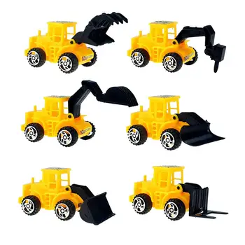 

Kuulee 6Pcs/Set Plastic Yellow Taxiing Engineering Vehicle Forklift Bulldozer Drilling Truck Forklift Models Toy for Children