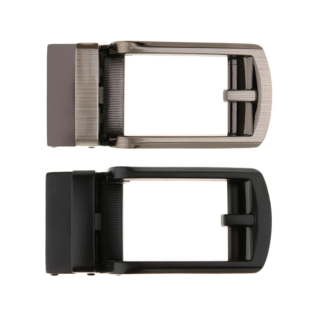 2 Pieces Ratchet Belt Buckle Only for Leather Belt Strap, Automatic Slide Click Buckle Replacement Supplies for Repair Making
