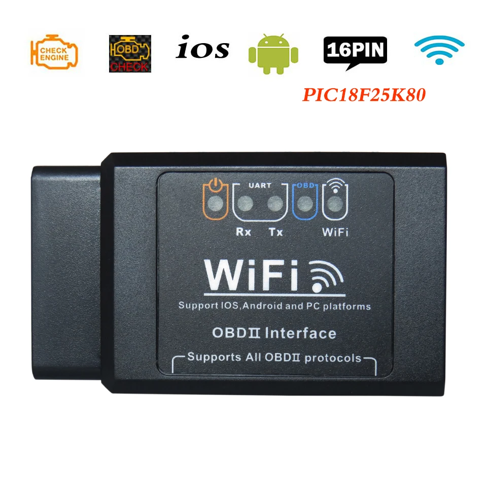 

Автомобильный диагностический сканер Wi-Fi OBD2 ELM327 V1.5 для iOS/Android OBDII ELM 327 в 1,5 OBD 2 Wi-Fi диагностические инструменты новейшие 10 шт.