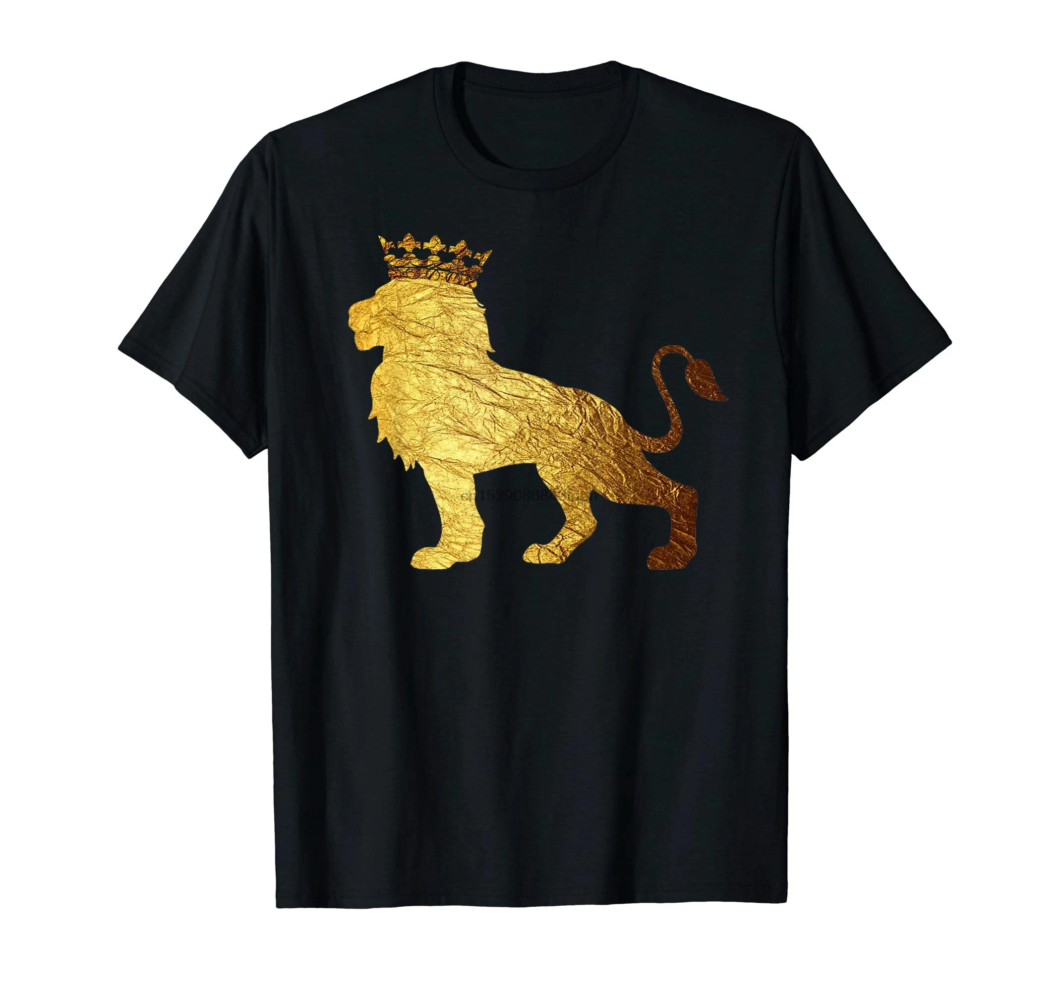 Gold Lion Crown TShirt-Cool African King Shirt-Men's T-Shirt-Black | Мужская одежда