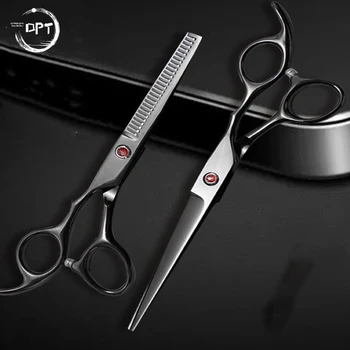 

DPT Black Painted Stainless Steel Professional Pet Grooming Scissor High-Quality Dog Straight Cut Tooth Scissor Set Animal Tools